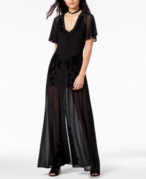 Minkpink Velvet-detail Illusion Maxi Dress