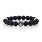 He Rocks Black Lava And Stainless Steel Cross Bead Bracelet, 8.5