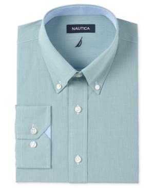 Nautica Men's Fitted Green Chambray Dress Shirt