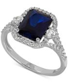 Lab-created Sapphire (3 Ct. T.w.) And White Sapphire (3/8 Ct. T.w.) Ring In Sterling Silver