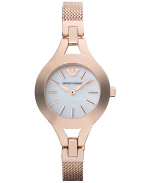 Emporio Armani Women's Rose Gold-tone Stainless Steel Mesh Bracelet Watch 28mm Ar7329