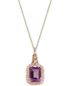 Amethyst (3 Ct. T.w.) And Diamond (3/8 Ct. T.w.) Pendant Necklace In 14k Rose Gold