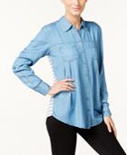 Style & Co. Petite Striped-back Denim Shirt, Only At Macy's