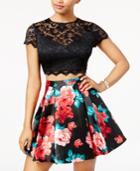 B Darlin Juniors' 2-pc. Lace Printed Fit & Flare Dress, A Macy's Exclusive Style