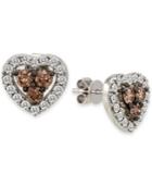 Le Vian Chocolatier Diamond Heart Stud Earrings (1-3/8 Ct. T.w) In 14k White Gold