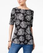Karen Scott Printed Elbow-sleeve T-shirt, Created For Macy's