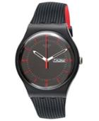 Swatch Unisex Swiss Gaet Black And Red Double-layered Silicone Strap Watch 41mm Suob714