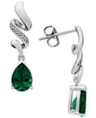 Emerald (2 Ct. T.w.) & Diamond Accent Drop Earrings In Sterling Silver