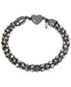Betsey Johnson Hematite-tone Beaded Heart Magnetic Chain Bracelet