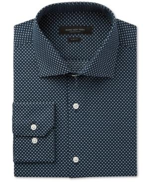 Marc New York Men's Slim-fit Motion-ease Collar Wrinkle-free Box-print Dobby Dress Shirt