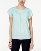 Style & Co. Petite Pleated-neck Top, Only At Macy's