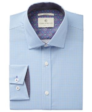 Con. Struct Men's Slim-fit Stretch Black Micro Houndstooth Dress Shirt
