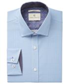 Con. Struct Men's Slim-fit Stretch Black Micro Houndstooth Dress Shirt