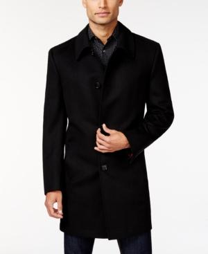 Kenneth Cole Reaction Estes Black Solid Slim-fit Overcoat