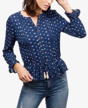 Lucky Brand Cotton Peplum Blouse
