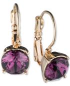 Nine West Gold-tone Purple Stone Drop Earrings