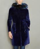 The Fur Vault Fox-fur-trim Hooded Shearling Lamb Coat