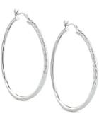 Giani Bernini Thin Hoop Textured Earrings In Sterling Silver, Created For Macy's