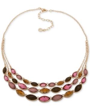 Anne Klein Gold-tone Stone Triple-row Statement Necklace, 16 + 3 Extender