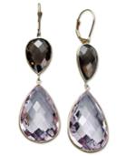 14k Gold Earrings, Pink Amethyst (34-1/2 Ct. T.w.) And Smokey Quartz (9 Ct. T.w.) Pear Drop Earrings
