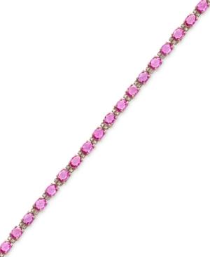 Effy Pink Sapphire (8-3/4 Ct. T.w.) And Diamond (1/4 Ct. T.w.) Tennis Bracelet In 14k Rose Gold