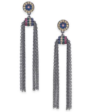 I.n.c. Hematite-tone Multicolor Pave & Chain Tassel Drop Earrings, Created For Macy's