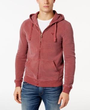 Barbour Men's Biking Red Garment-dyed Full-zip Cotton Hoodie