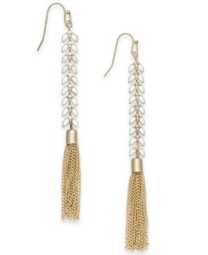I.n.c. Gold-tone Stone & Chain Tassel Linear Drop Earrings, Created For Macy's