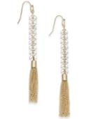 I.n.c. Gold-tone Stone & Chain Tassel Linear Drop Earrings, Created For Macy's