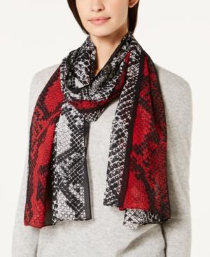 Calvin Klein Colorblocked Python-print Scarf