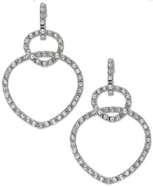 Sis By Simone I Smith Platinum Over Sterling Silver Earrings, Crystal Double Teardrop Drop Earrings