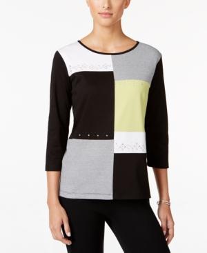 Alfred Dunner Petite Casual Friday Colorblocked Top