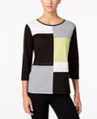 Alfred Dunner Petite Casual Friday Colorblocked Top