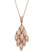 Pave Rose By Effy Pave Diamond Leaf Drop Pendant (9/10 Ct. T.w.) In 14k Rose Gold