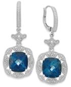 London Blue Topaz (7 Ct. T.w.) And Diamond (1/7 Ct. T.w.) Earrings In Sterling Silver