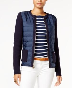 Tommy Hilfiger Quilted Contrast Cardigan, Only At Macy's