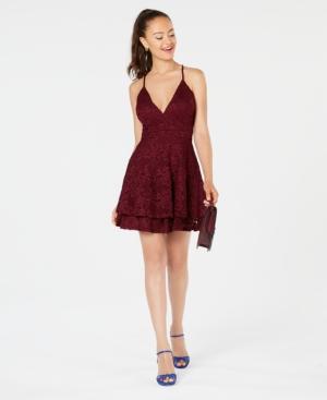 Emerald Sundae Juniors' Glitter Lace Racerback Dress