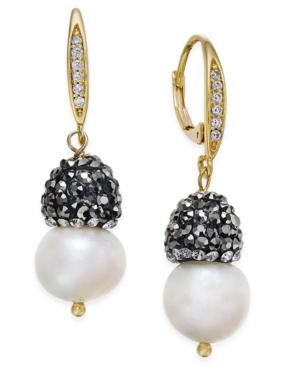 Paul & Pitu Naturally 14k Gold-plated Pave Cultured Freshwater Pearl Drop Earrings