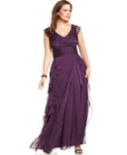 Adrianna Papell Plus Size Sleeveless Tiered Empire-waist Gown
