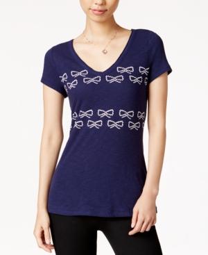 Maison Jules Bow Whimsy Printed T-shirt, Only At Macy's