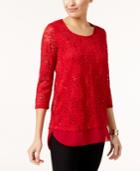 Jm Collection Lace Sequin Top, Created For Macy's