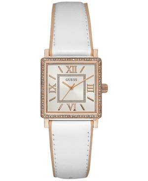 Guess Women's White & Beige Leather Strap Watch 28mm U0829l11