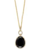 Eclipse By Effy Black Onyx (9-9/10 Ct. T.w.) And Diamond (1/4 Ct. T.w.) Pendant Necklace In 14k Gold