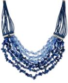 Kenneth Cole New York Silver-tone Blue Multi-stone And Multi-cord Drama Necklace