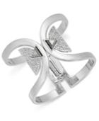 Inc International Concepts Silver-tone Stone & Pave Geometric Hinge Cuff Bracelet, Created For Macy's