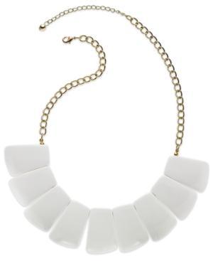 Robert Rose Gold-tone White Resin Stone Frontal Necklace