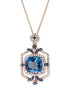 Effy Blue Topaz (4-3/4 Ct. T.w.) And Diamond (5/8 Ct. T.w.) Pendant Necklace In 14k Rose Gold