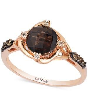 Le Vian Petite Collection Smoky Quartz (1-1/4 Ct. T.w.) And Diamond (1/8 Ct. T.w.) Ring In 14k Rose Gold