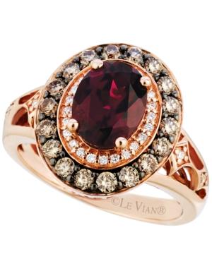 Le Vian Raspberry Rhodolite Garnet (2 Ct. T.w.) And Diamond (3/4 Ct. T.w.) Ring In 14k Strawberry Rose Gold, Only At Macy's