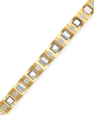 Men's Diamond Link Bracelet In Gold Ionic-plated Stainless Steel (1/10 Ct. T.w.)